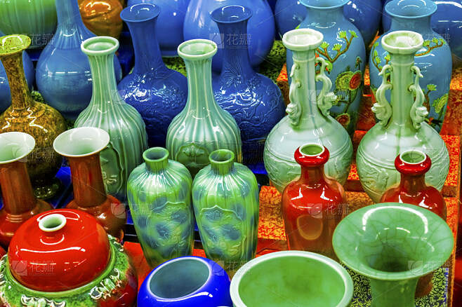 花瓶,古老的,北京,瓷器,跳蚤市场,纪念品,陶瓷工艺品,陶瓷制品,复制品,手艺