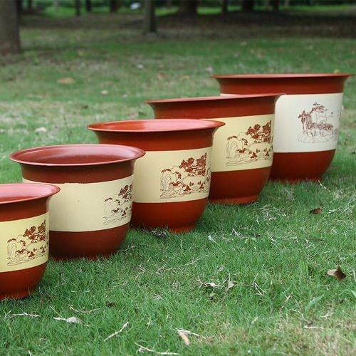 加厚塑料仿陶瓷树脂盆栽花盆山水花盆阳台盆景月季果树花盆送托盘