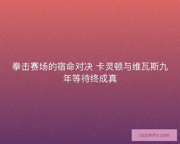 拳击赛场的宿命对决 卡灵顿与维瓦斯九年等待终成真